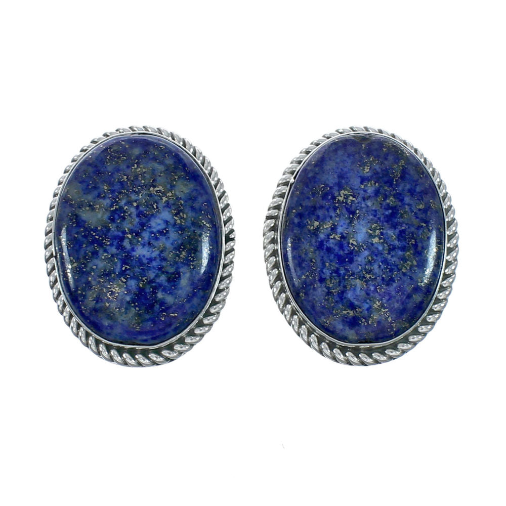 Native American Lapis Silver Post Earrings Curled Wire store 1106