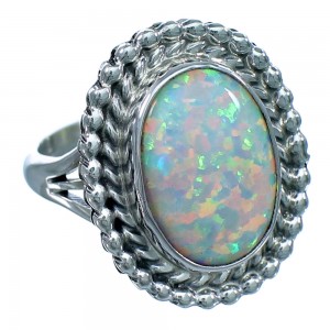 American Indian Opal Sterling Silver Ring Size 7 LX113868