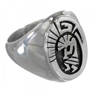 American Indian Calvin Peterson Kokopelli Water Wave Sterling Silver Ring Size 9-3/4 JX126003