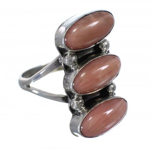 Silver And Pink Coral Navajo Indian Ring Size 6-3/4 YX74714