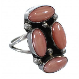 Sterling Silver Pink Coral Navajo American Indian Ring Size 6 YX74760