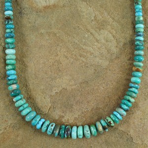 Genuine Sterling Silver Native American Turquoise Bead Necklace RX100217