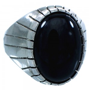 Genuine Sterling Silver Ray Jack Onyx Navajo Ring Size 12-1/2 TX103067