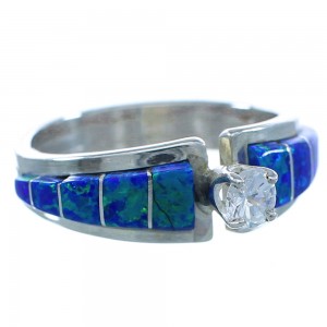 Authentic Sterling Silver Blue Opal And Cubic Zirconia Zuni Ring Size 8 JX125640