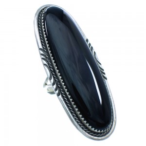 Genuine Sterling Silver Onyx Navajo Ring Size 6-1/4 TX104066