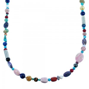 Navajo Multicolor And Sterling Silver Bead Treasure Necklace SX108103