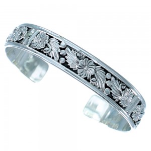 Navajo Sterling Silver Floral Cuff Bracelet SX110424