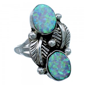 Opal And Sterling Silver Navajo Leaf Ring Size 7-1/4 SX111556