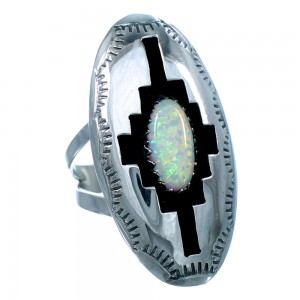 Navajo Sterling Silver Opal Ring Size 9-3/4 JX126034
