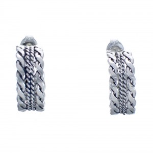 Navajo Twisted Sterling Silver Post Hoop Earrings CB118282