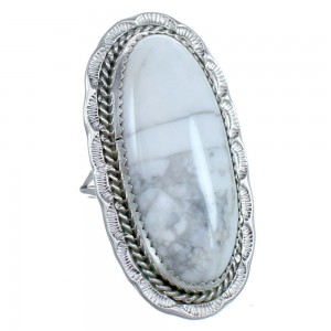 Native American Howlite Genuine Sterling Silver Ring Size 8-1/2 CB118710