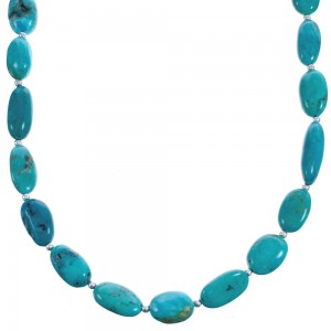 Bead Turquoise Genuine Sterling Silver Southwest Necklace BX119805