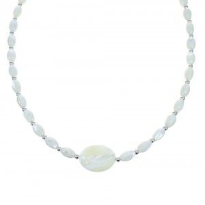Sterling Silver Mother of Pearl Bead Necklace AX121658