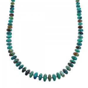 Southwestern Sterling Silver And Turquoise Graduated Rondelle Bead Necklace JX121520