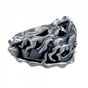 Sterling Silver Native American Navajo Horse Ring Size 15-1/2 JX125654