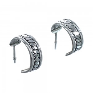 Native American Twisted Sterling Silver Post Hoop Earrings JX122249