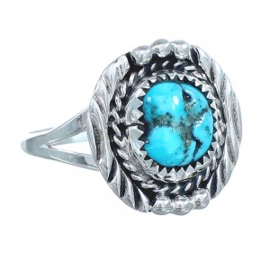 Turquoise Navajo Genuine Sterling Silver Ring Size 8 AX123148