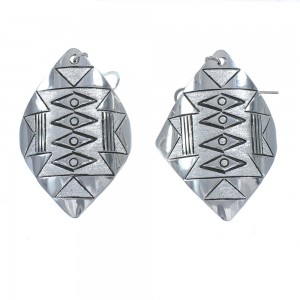 Native American Genuine Sterling Silver Hook Dangle Earrings JX123171