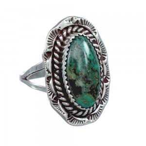 Navajo Genuine Sterling Silver Turquoise Ring Size 8-1/2 AX123955