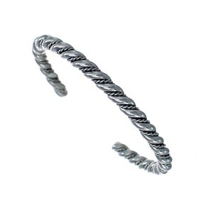 Native American Navajo Twisted Sterling Silver Cuff Bracelet JX123932
