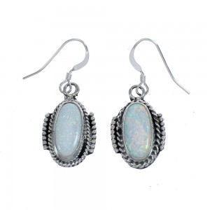 Native American Navajo Sterling Silver Opal Hook Dangle Earring AX124275