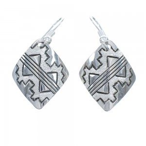 Native American Genuine Sterling Silver Hook Dangle Earrings JX125113