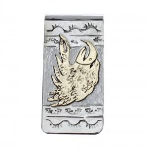 Native American Sterling Silver And 12KGF Eagle Money Clip JX125057