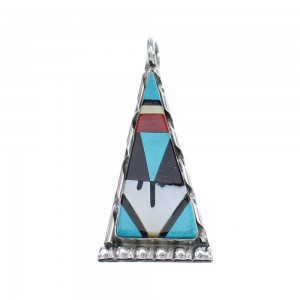 Zuni Indian Sterling Silver And Multicolor Inlay Pendant AX125430