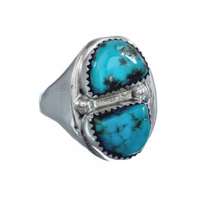 Turquoise Navajo Genuine Sterling Silver Ring Size 10-1/2 JX126548