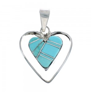 Sterling Silver Turquoise Zuni Heart Pendant AX125720