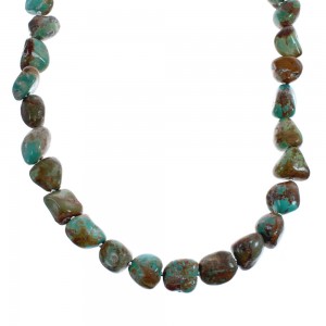 Native American Turquoise Bead And Silver Necklace JX126583