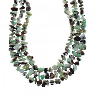 Native American Larimar 3-Strand Bead Silver Necklace AX126061