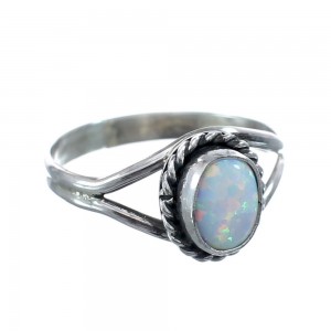Native American Navajo Sterling Silver White Opal Ring Size 7 AX126134