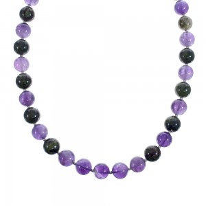 Amethyst and Jasper Sterling Silver Bead Necklace JX126890