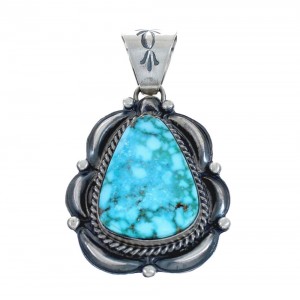 Native American Authentic Kingman Turquoise Sterling Silver Pendant JX126680