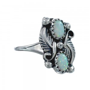 Sterling Silver Leaf Navajo Opal Ring Size 9 JX127066