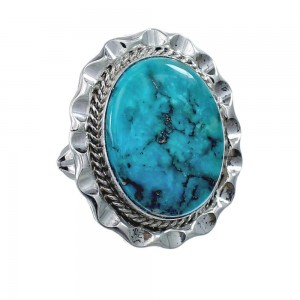 Native American Sterling Silver Turquoise Hand Crafted Ring Size 9 AX126250