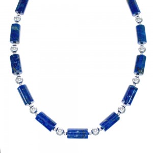 Lapis Sterling Silver Native American Bead Necklace JX127164