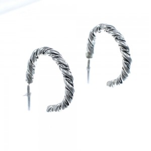 Navajo Twisted Sterling Silver Post Hoop Earrings JX127286