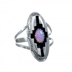 Navajo Sterling Silver Pink Opal Ring Size 6-3/4 AX127518