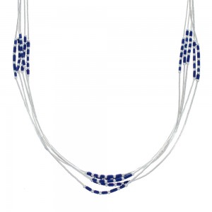 5 Strand Lapis Hand Strung Genuine Sterling Liquid Silver Necklace AX127626