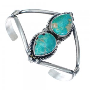 Native American Genuine Sterling Silver Turquoise Stone Cuff Bracelet AX127669