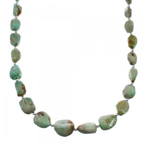 Native American Turquoise Bead And Silver Necklace AX128092