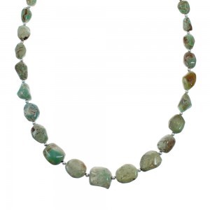 Native American Turquoise Bead And Silver Necklace AX128093