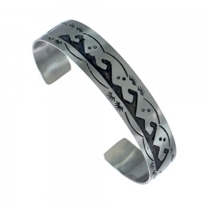 Native American Navajo Sterling Silver Water Wave Cuff Bracelet JX130665