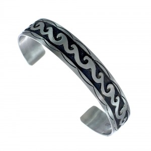 Native American Navajo Sterling Silver Water Wave Cuff Bracelet JX130666