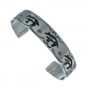 Native American Navajo Sterling Silver Bear Cuff Bracelet JX130675