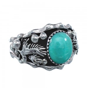 Genuine Sterling Silver Eagle Navajo Turquoise Ring Size 13-1/4 AX128460