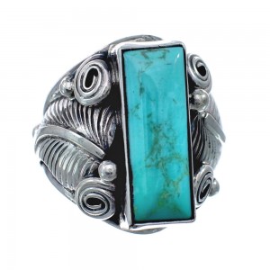 Sterling Silver Turquoise Native American Feather Ring Size 7 AX128704