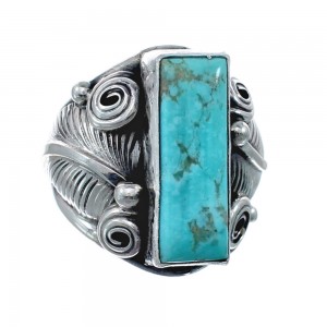 Sterling Silver Turquoise Native American Feather Ring Size 7-1/4 AX128706